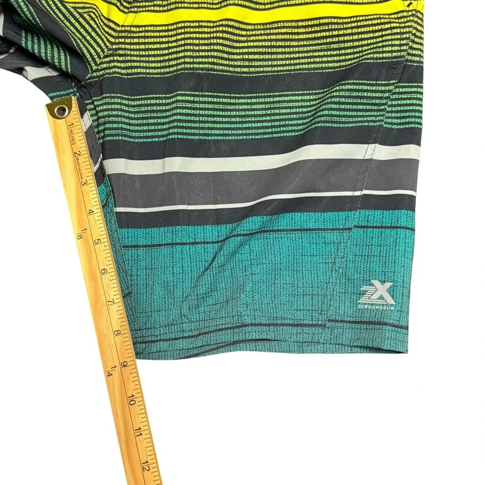 ZeroXposur Swim Trunks Men S NWT Teal Koa Striped Board Short Lined Beach Travel